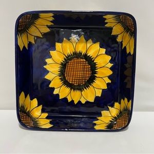 Talavera Pottery Cobalt Sunflower 9x9 Baking Dish Mexico